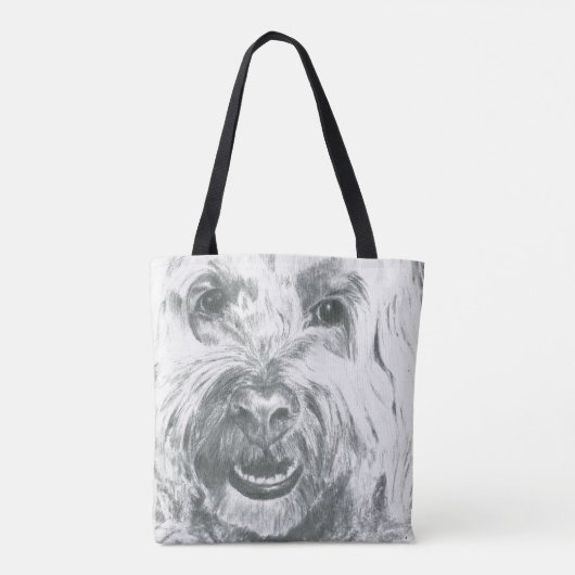Labradoodle Art Zwart-wit Schattige Tote Bag (Achterkant)