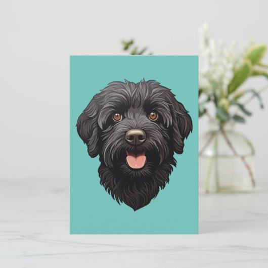 Labradoodle Black Dog Bedankkaart (Staand voorkant)