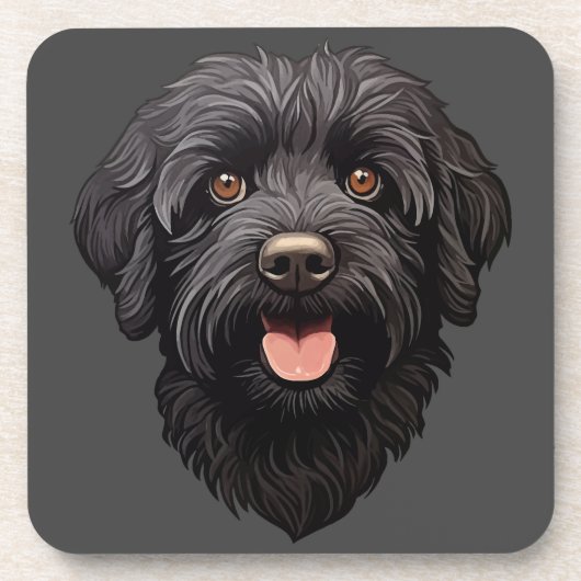Labradoodle Black Dog Bier Onderzetter (Voorkant)
