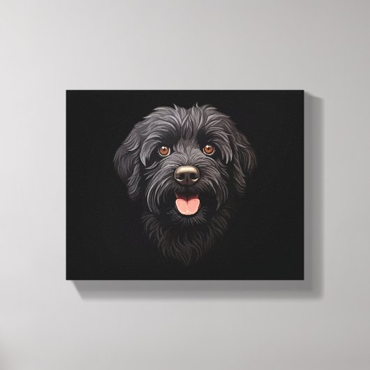 Labradoodle Black Dog Canvas Afdruk (Voorkant)