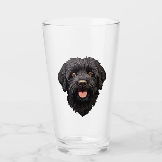 Labradoodle Black Dog Glas (Voorkant)
