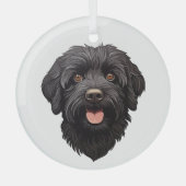 Labradoodle Black Dog Glas Ornament (Voorkant)