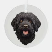 Labradoodle Black Dog Glas Ornament (Achterkant)
