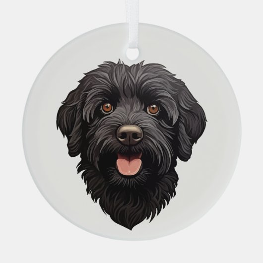 Labradoodle Black Dog Glas Ornament (Achterkant)