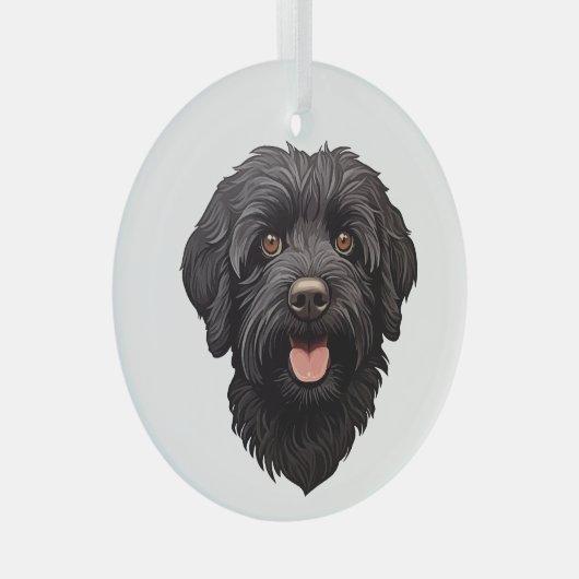 Labradoodle Black Dog Glas Ornament (Voorkant Rechts)