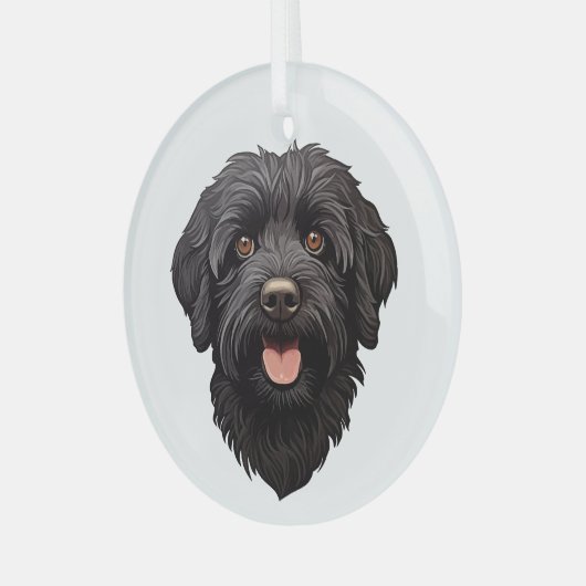 Labradoodle Black Dog Glas Ornament (Voorkant links)
