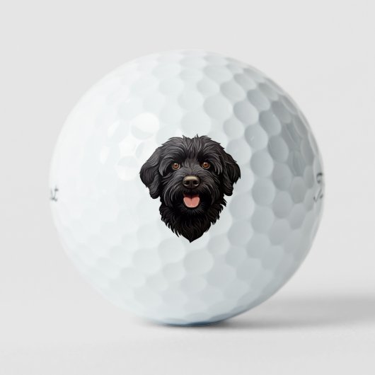Labradoodle Black Dog Golfballen (Voorkant)