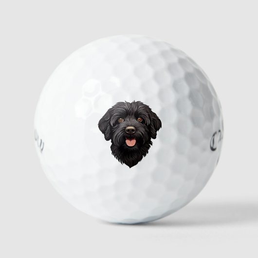 Labradoodle Black Dog Golfballen (Voorkant)