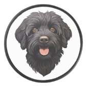 Labradoodle Black Dog Hockey Puck (Voorkant)