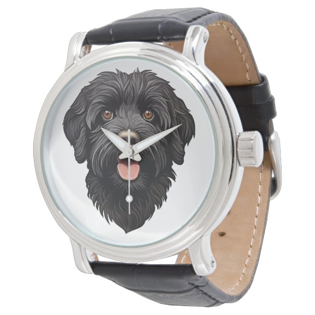 Labradoodle Black Dog Horloge (Gekanteld)
