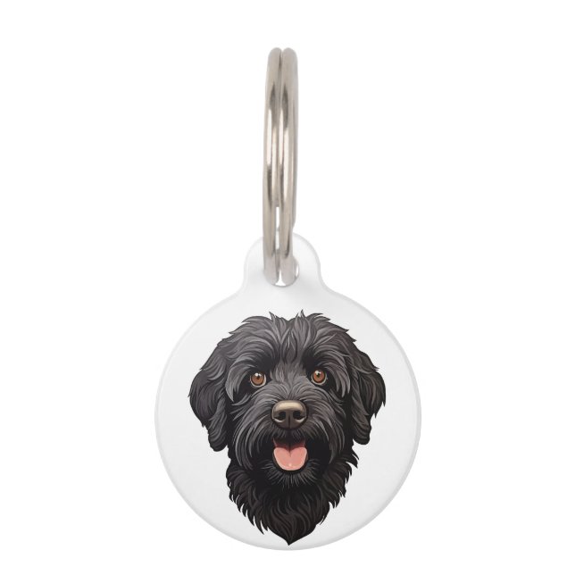 Labradoodle Black Dog Huisdierpenning (Voorkant)
