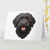 Labradoodle Black Dog Kaart (Gele Bloem)