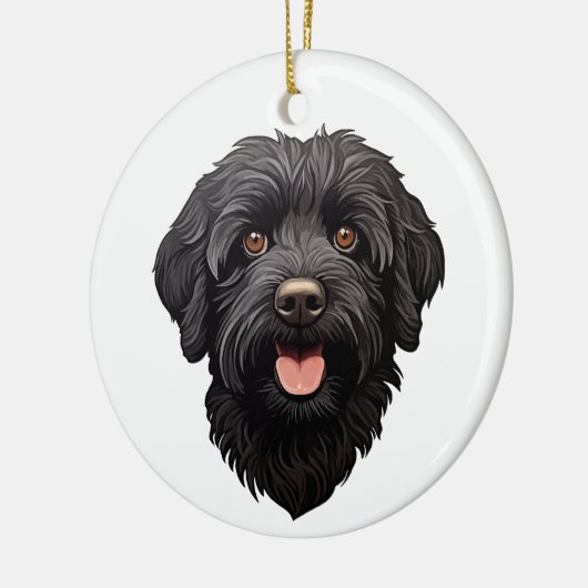 Labradoodle Black Dog Keramisch Ornament (Links)