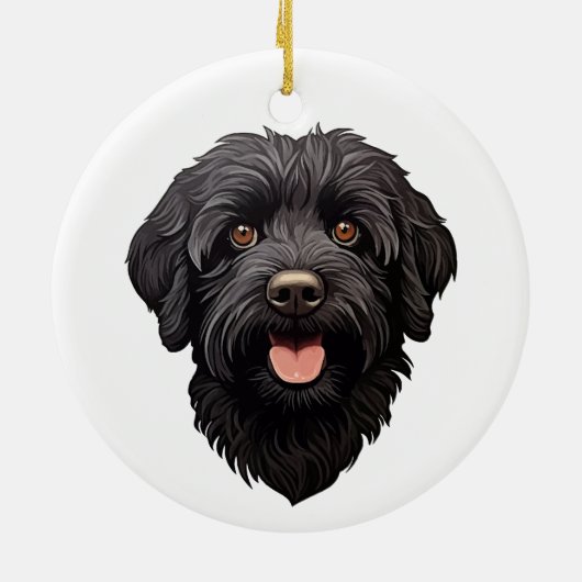 Labradoodle Black Dog Keramisch Ornament (Achterkant)