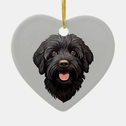 Labradoodle Black Dog Keramisch Ornament (Voorkant)