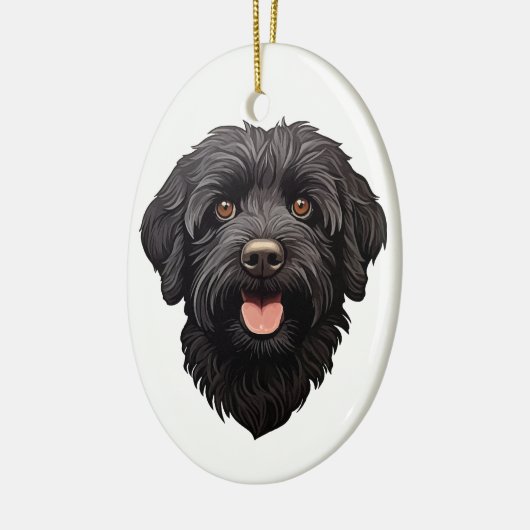 Labradoodle Black Dog Keramisch Ornament (Links)