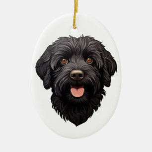Labradoodle Black Dog Keramisch Ornament