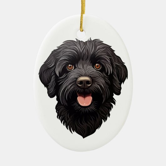 Labradoodle Black Dog Keramisch Ornament (Voorkant)