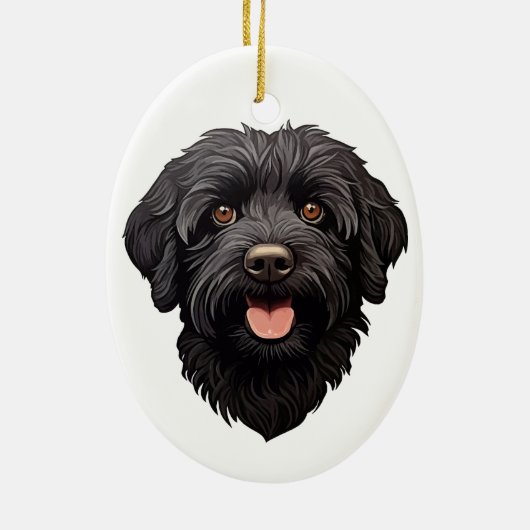 Labradoodle Black Dog Keramisch Ornament (Achterkant)