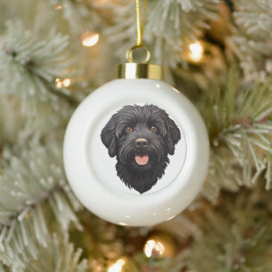 Labradoodle Black Dog Keramische Bal Ornament