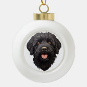 Labradoodle Black Dog Keramische Bal Ornament (Voorkant)