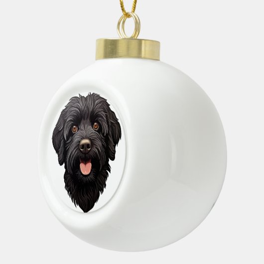 Labradoodle Black Dog Keramische Bal Ornament (Rechts)