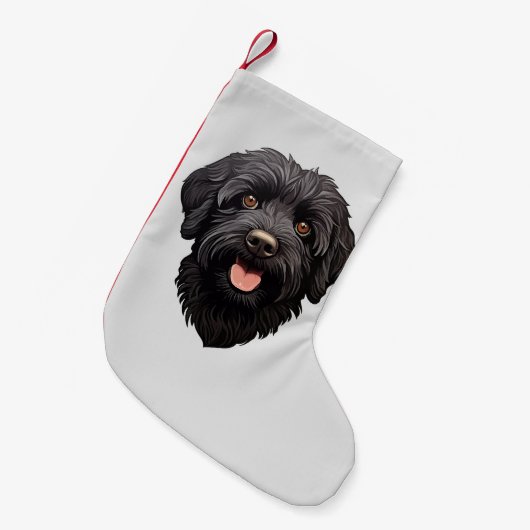 Labradoodle Black Dog Kleine Kerstsok (Voorkant (Hangend))