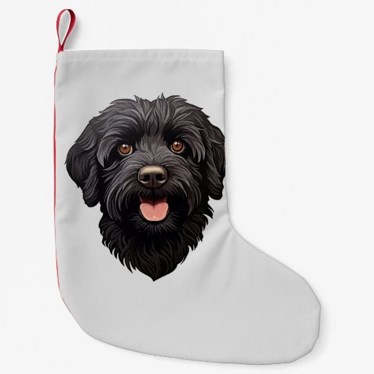 Labradoodle Black Dog Kleine Kerstsok (Voorkant)