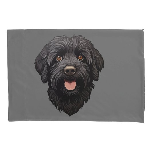 Labradoodle Black Dog Kussensloop (Voorkant)