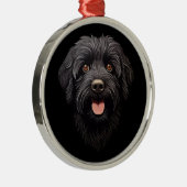 Labradoodle Black Dog Metalen Ornament (Rechts)