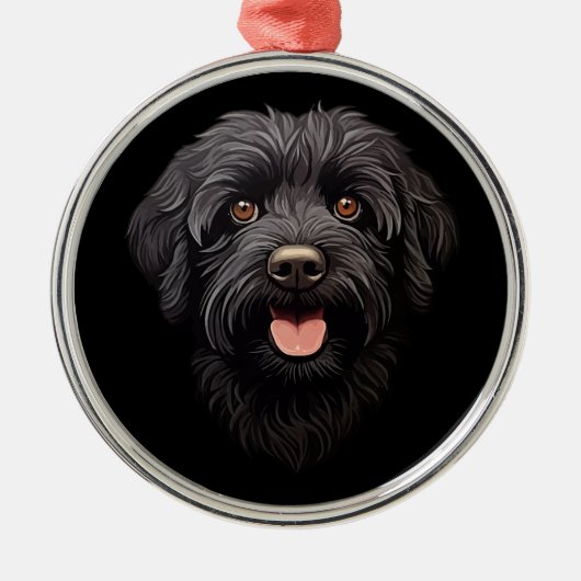 Labradoodle Black Dog Metalen Ornament (Voorkant)
