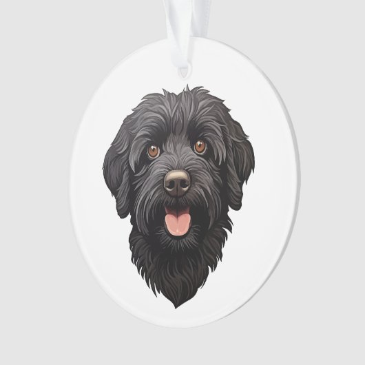 Labradoodle Black Dog Ornament (voorkant)