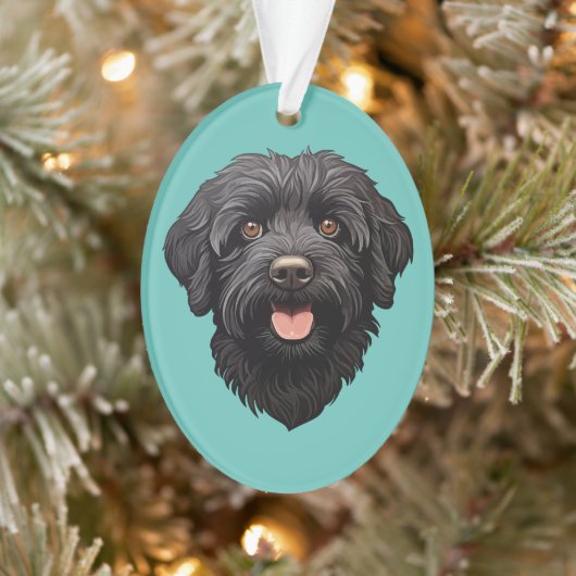 Labradoodle Black Dog Ornament (Boom)