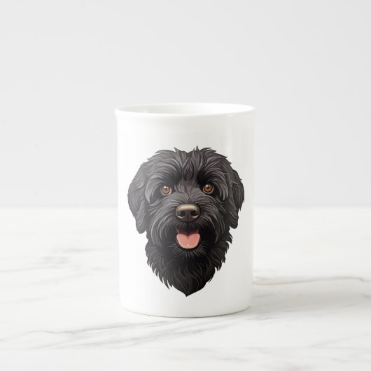 Labradoodle Black Dog Porselein Kop (Voorkant)