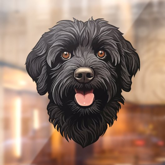 Labradoodle Black Dog Raamsticker (Vel 2)