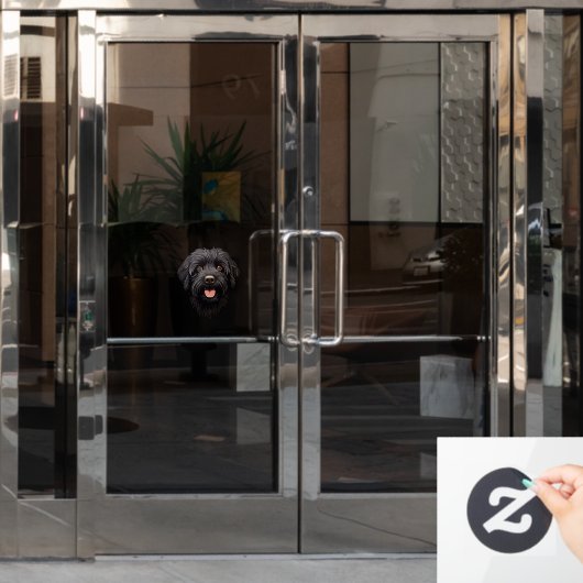 Labradoodle Black Dog Raamsticker (Kantoordeur)