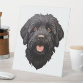 Labradoodle Black Dog Reclamebord Met Voetstuk (Insitu)
