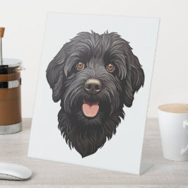 Labradoodle Black Dog Reclamebord Met Voetstuk