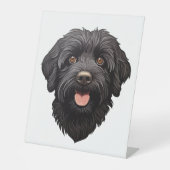 Labradoodle Black Dog Reclamebord Met Voetstuk (Voorkant)