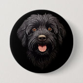 Labradoodle Black Dog Ronde Button 7,6 Cm (Voorkant)