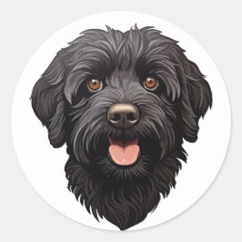 Labradoodle Black Dog Ronde Sticker