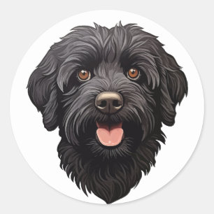 Labradoodle Black Dog Ronde Sticker