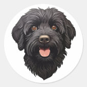 Labradoodle Black Dog Ronde Sticker (Voorkant)
