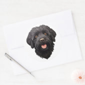 Labradoodle Black Dog Ronde Sticker (Envelop)
