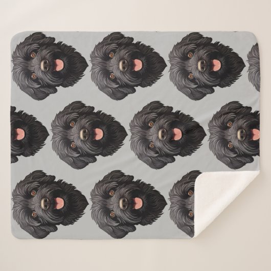 Labradoodle Black Dog Sherpa Deken (Voorkant (horizontaal))