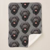 Labradoodle Black Dog Sherpa Deken (Voorkant)