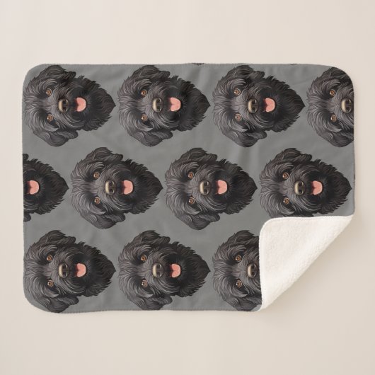 Labradoodle Black Dog Sherpa Deken (Voorkant (horizontaal))