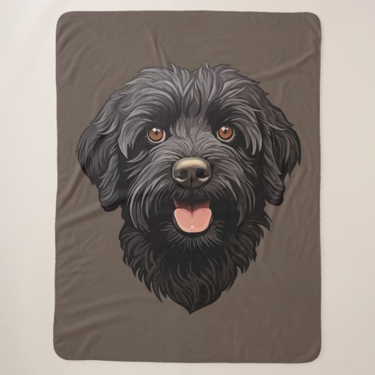 Labradoodle Black Dog Sherpa Deken (Voorkant)