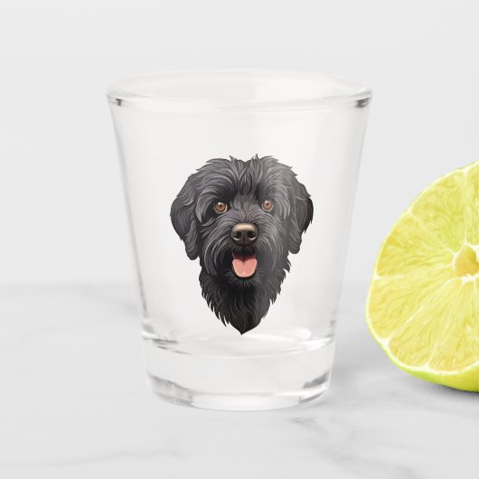 Labradoodle Black Dog Shot Glas (Voorkant)