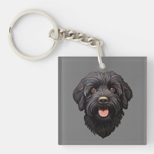 Labradoodle Black Dog Sleutelhanger (voorkant)
